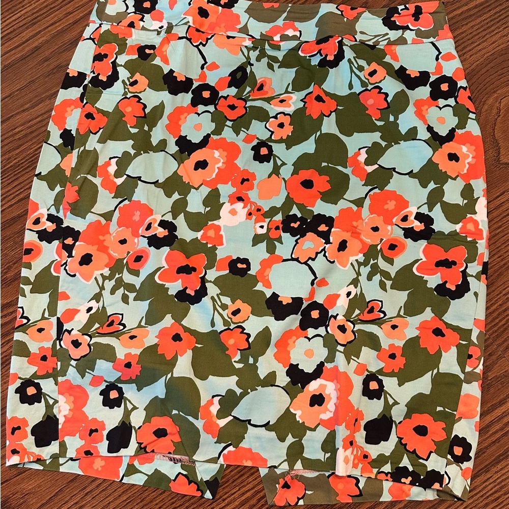Lane Bryant Floral Pencil Skirt - Green and Orange